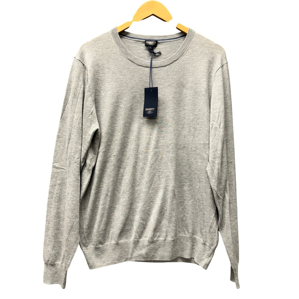 Faherty Reserve Movement Crewneck Sweater Mens L Mineral Gray Pullover NEW